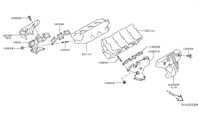 2015 Nissan Murano Cover-Exhaust Manifold Diagram for 16590-5AG0A