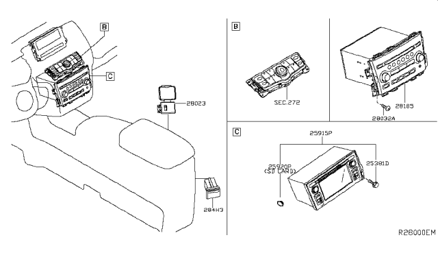 2016 Nissan Murano Control ASY-Navigation Diagram for 25915-5AA0B