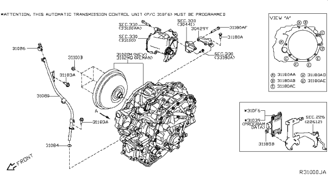 2019 Nissan Murano Auto Transmission,Transaxle & Fitting Diagram 2