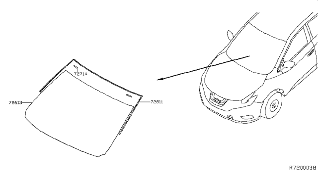 2017 Nissan Murano Moulding-Windshield Upper,Center Diagram for 72752-5AA0A