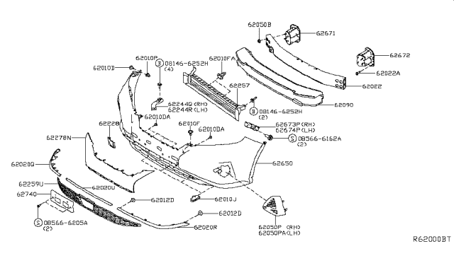 2019 Nissan Murano FINISHER-Front Bumper,Outer Diagram for 62259-5AA1A