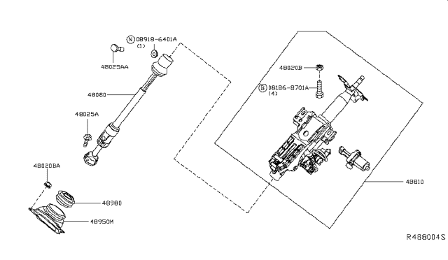 2019 Nissan Murano COLMN-STRG Tilt Diagram for 48810-3KA1C