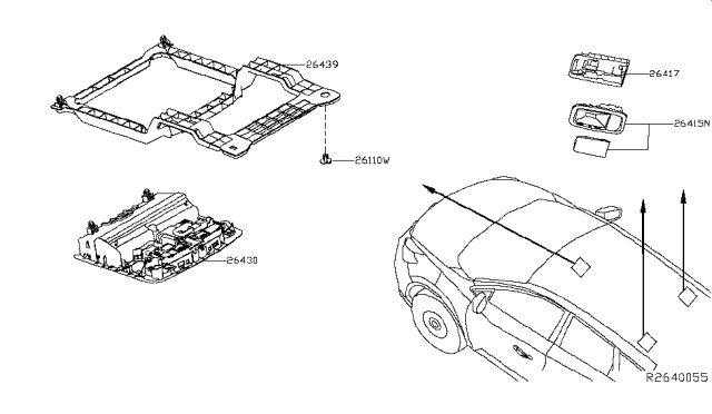 2017 Nissan Murano Lamp Assembly Map Diagram for 26430-5AA8B