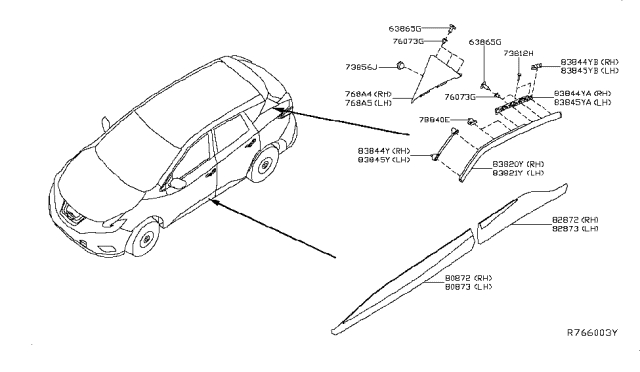 2018 Nissan Murano FINISHER-Back Pillar,RH Diagram for 768A4-5AA0A