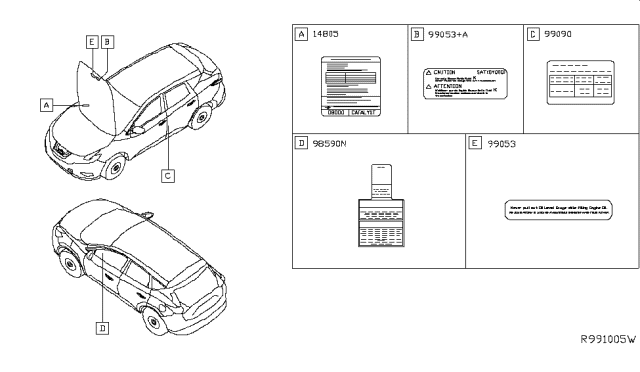 2017 Nissan Murano Caution Plate & Label Diagram 1