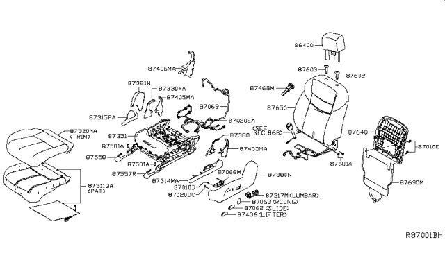 Knob RECLINING Device LH Diagram for 87468-5AA0B