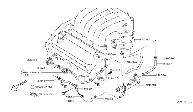 2015 Nissan Murano Water Hose & Piping Diagram