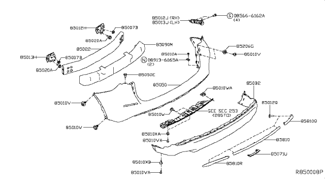 2019 Nissan Murano Rear Bumper Diagram 2