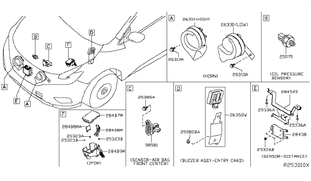 2018 Nissan Murano Bracket-Distance Sensor Diagram for 28452-9UF0A