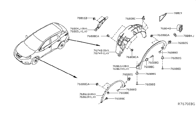 2017 Nissan Murano Body Side Fitting Diagram 2