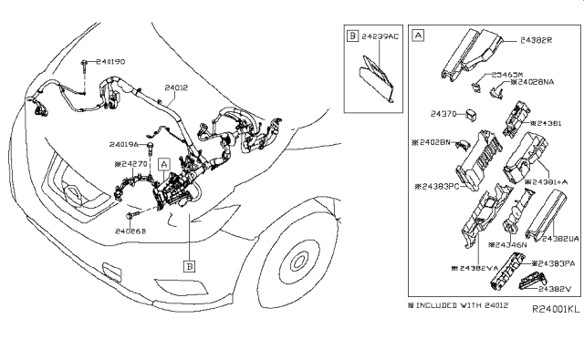 2016 Nissan Murano Harness-Engine Room Room Diagram for 24012-5AA1A