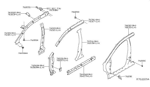 2019 Nissan Murano Body Side Panel Diagram 2