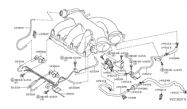 2018 Nissan Murano Hose-EVAPO Control Diagram for 14912-3JA0C