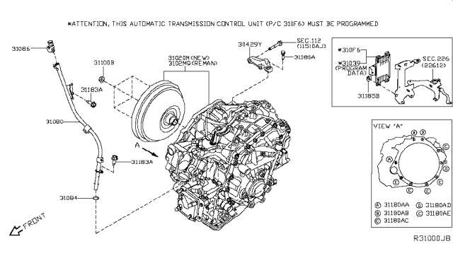 2019 Nissan Murano Auto Transmission,Transaxle & Fitting Diagram 4