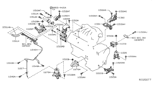 2019 Nissan Murano Engine & Transmission Mounting Diagram 2