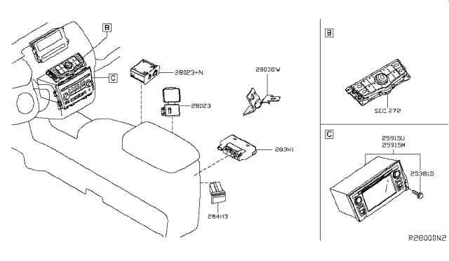 2018 Nissan Murano Controller Assembly-Av Diagram for 2591A-9UF0B
