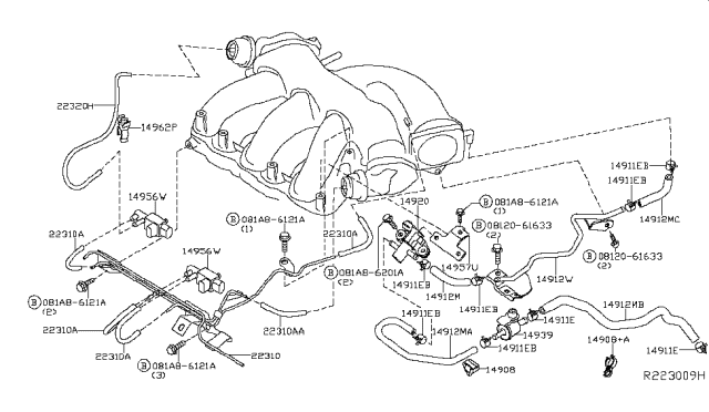 2019 Nissan Murano Hose-EVAPO Control Diagram for 14912-3JA2C