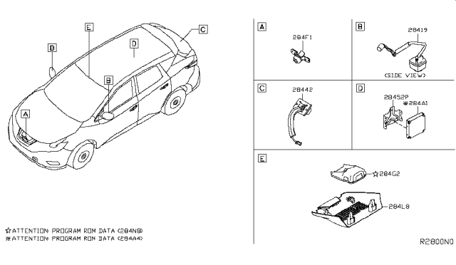 2019 Nissan Murano Bracket-Elec Unit Diagram for 28452-4BA4A