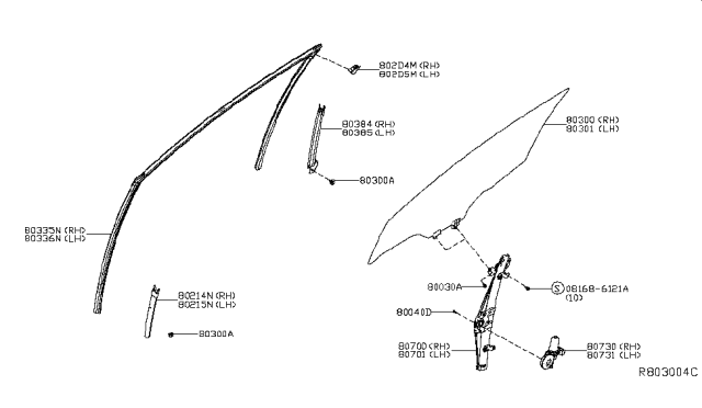 2018 Nissan Murano Sash Assy-Front Door Lower,Front LH Diagram for 80215-5AA1A