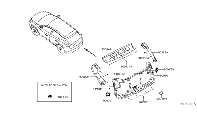 2017 Nissan Murano Back Door Trimming Diagram