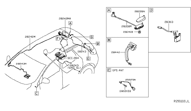 2019 Nissan Murano Feeder-Antenna Diagram for 28242-9UF0C