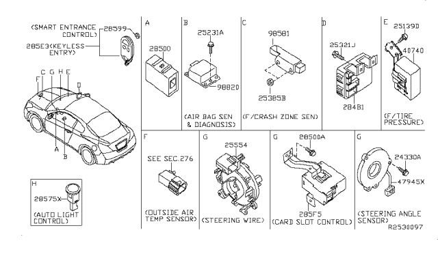 2012 Nissan Altima Sensor Assembly-Steering Angle Diagram for 47945-3TA1A