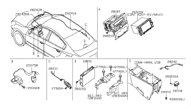 2013 Nissan Altima Connector-Aux ADUIO System Diagram for 284H3-ZX00B