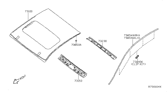 2010 Nissan Altima Panel-Roof Diagram for 73100-JB11A