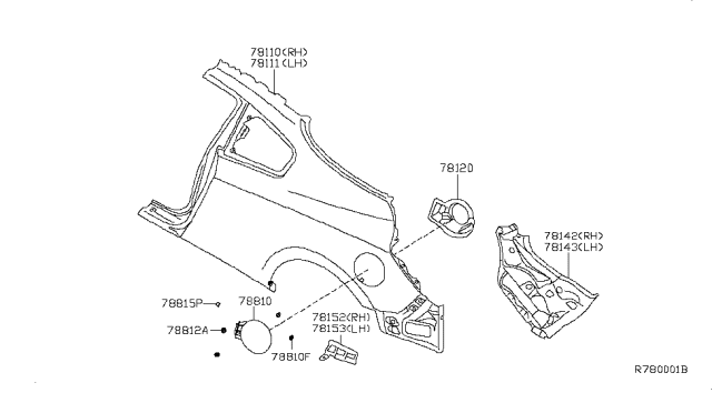 2008 Nissan Altima Lid-Gas Filler Diagram for 78830-JB130