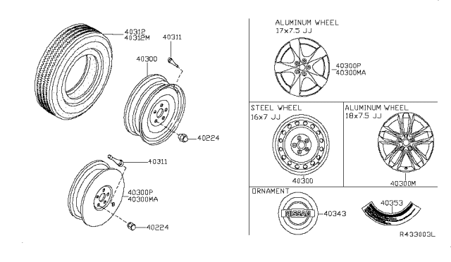 2013 Nissan Altima Coupe Road Wheel & Tire Diagram