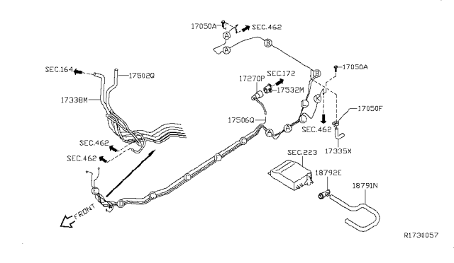 2013 Nissan Altima Tube Assy-Fuel Feed Diagram for 17502-JB10A