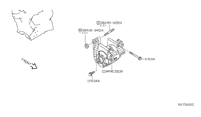 2008 Nissan Altima Compressor Mounting & Fitting Diagram 2