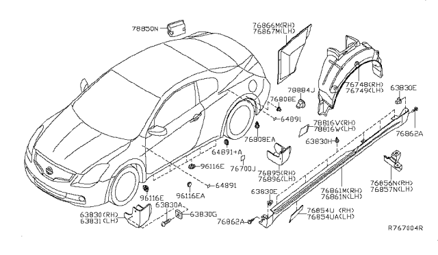 2011 Nissan Altima Duct-Drafter Diagram for 768B0-JB10A