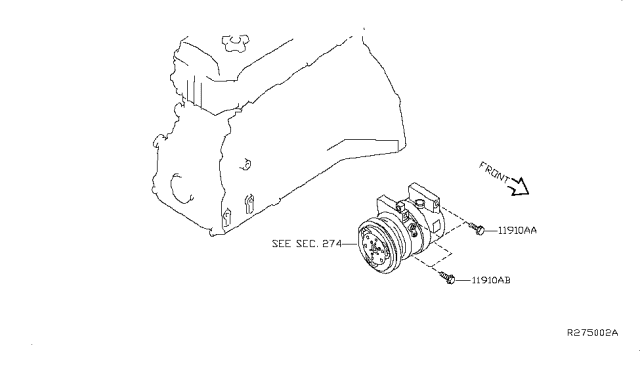 2008 Nissan Altima Compressor Mounting & Fitting Diagram 1