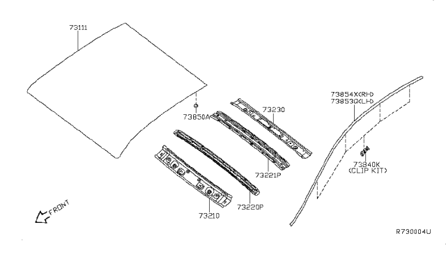 2012 Nissan Altima Roof Panel & Fitting Diagram 1