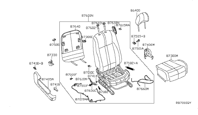 2009 Nissan Altima Knob RECLINING Diagram for 87418-ZX10C