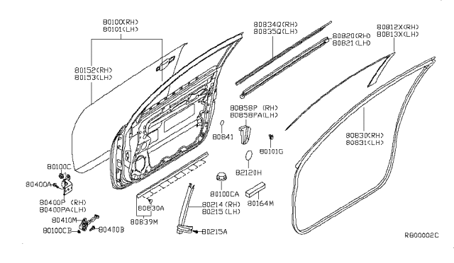 2008 Nissan Altima Front Door Panel & Fitting Diagram 1