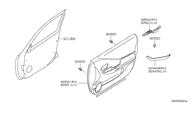 2012 Nissan Altima Front Door Trimming Diagram