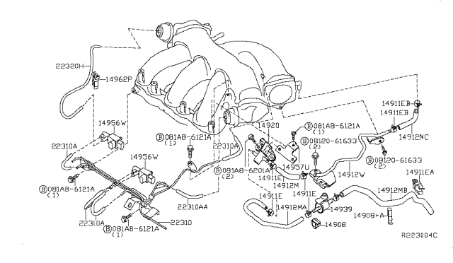 2009 Nissan Altima Engine Control Vacuum Piping Diagram 2