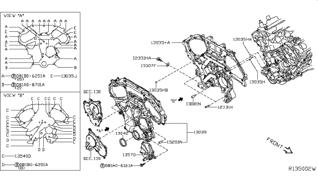 2011 Nissan Altima Cover-Belt,Back Diagram for 13570-JA10A