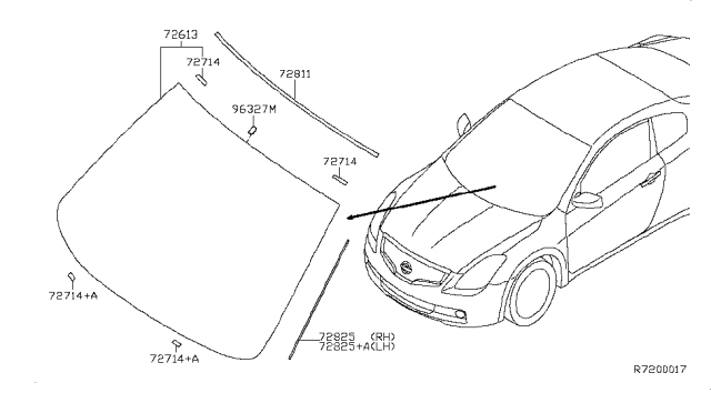 2010 Nissan Altima Front Windshield Diagram