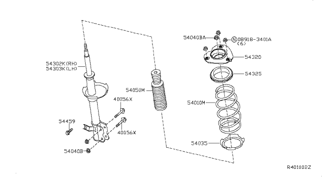 2009 Nissan Altima Bearing-Strut Mounting Diagram for 54325-JA000