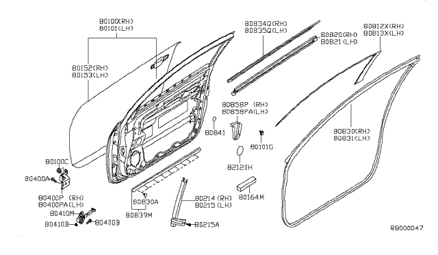 2011 Nissan Altima Front Door Panel & Fitting Diagram 1