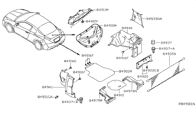 2011 Nissan Altima Finisher-Trunk Side,RH Diagram for 84940-JB100