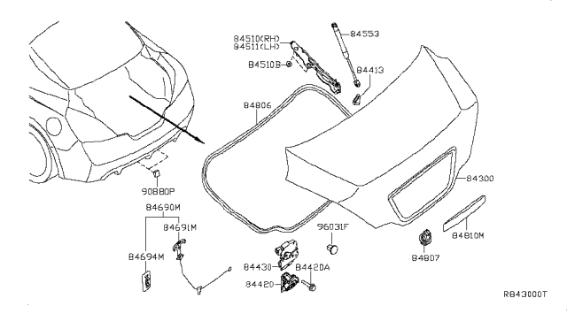 2007 Nissan Altima Trunk Lid & Fitting Diagram