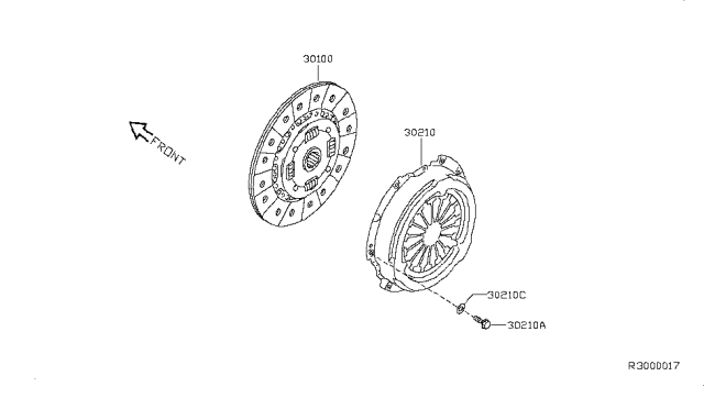 2009 Nissan Altima Disc Assy-Clutch Diagram for 30100-JA10A