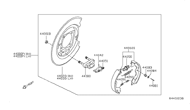 2012 Nissan Altima Brake Assembly-Parking Rear RH Diagram for 44000-JN06A