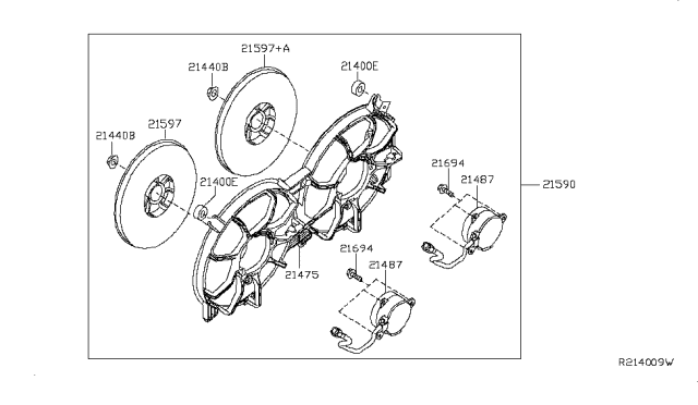 2010 Nissan Altima Motor & Fan Assy-With Shroud Diagram for 21481-JA000