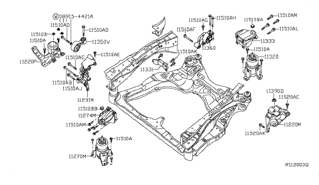 2009 Nissan Altima Engine & Transmission Mounting Diagram 2