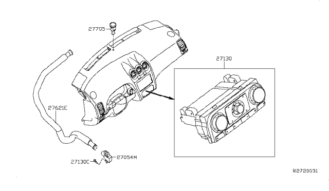 2010 Nissan Altima Control Assembly-Air CONDITIONOR Diagram for 27510-JA200